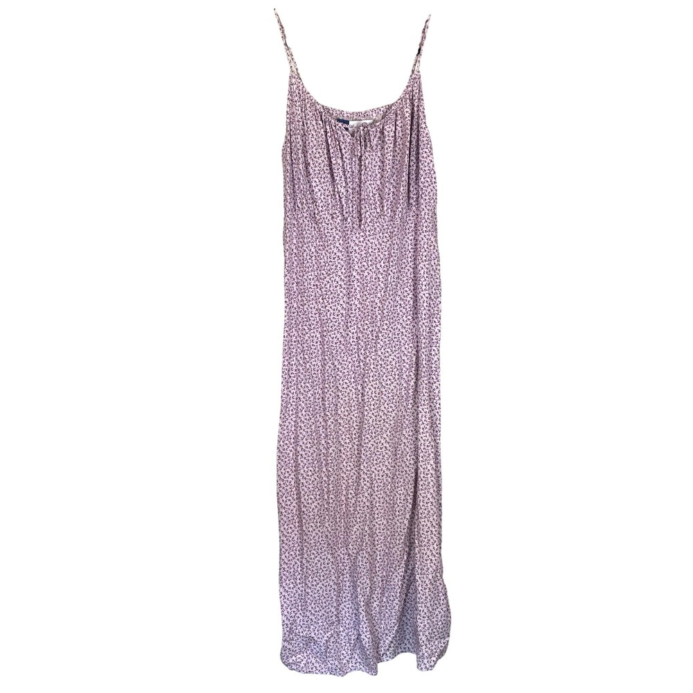 Old Navy Lavender Purple Ditsy Floral Milk Maid Maxi‎ Dress L Tall Cami Slit